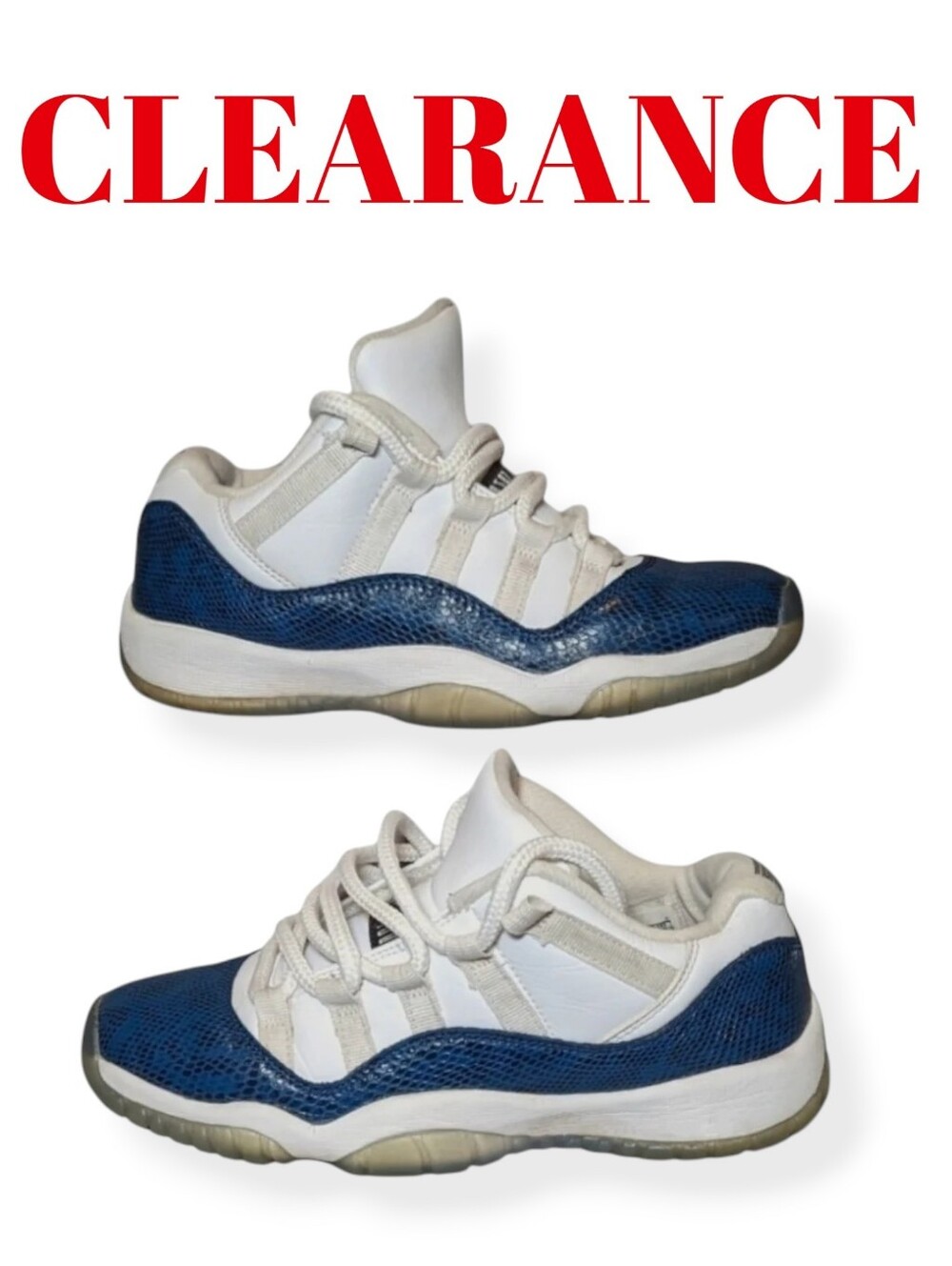Nike Air Jordan 11 Retro Sneakers Low Top Snake Navy White CD6847-102 Size 5Y
